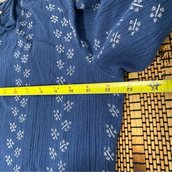 J.Jill Embroidered Tunic Dress Blue Floral Peasant Tassel Tie Cottagecore M Peti - Picture 8 of 9